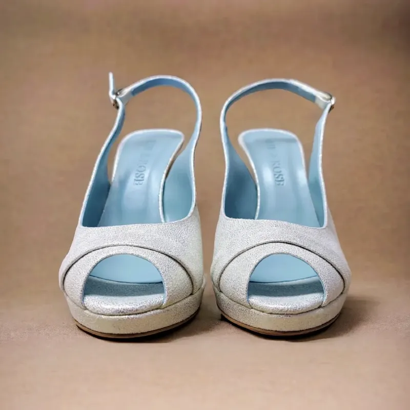 Scarpa sposa con plateau e tacco 9 Cm color Burma Platino