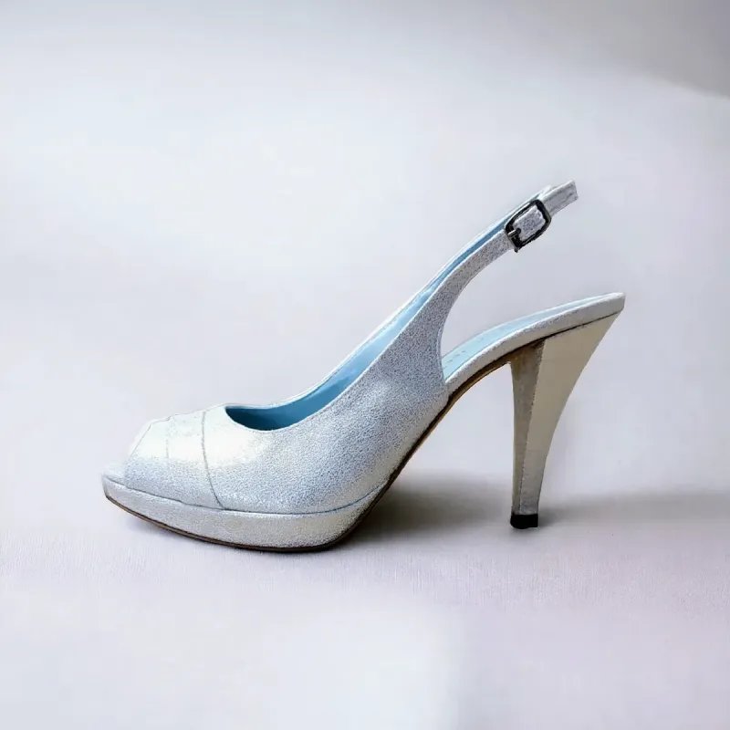 Scarpa sposa con plateau e tacco 9 Cm color Burma Platino