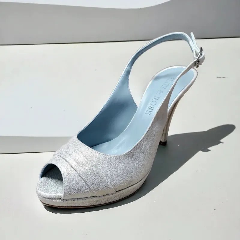 Scarpa sposa con plateau e tacco 9 Cm color Burma Platino