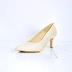 Scarpe da sposa Demi in pizzo con tacco basso per un comfort estremo