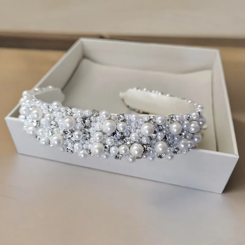 Diadema sposa perle e strass